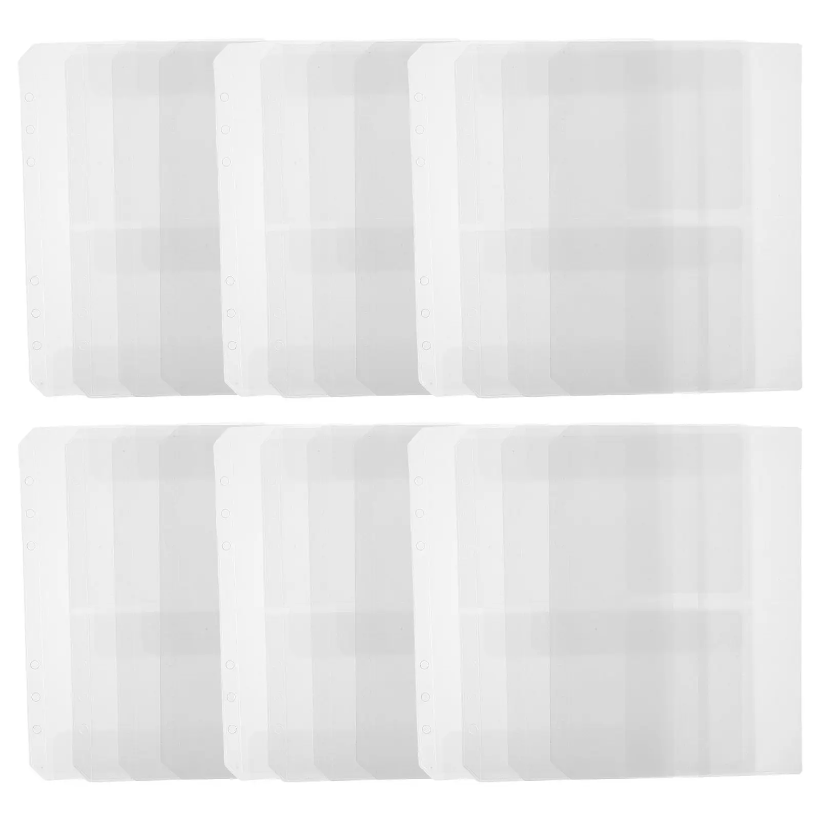 

24Pcs Clear Binder Pockets A6 Size Waterproof PVC Loose Leaf Pouches for 6-Ring Notebook Document Filing Receipt Storage Name
