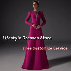 Customized Beadings Long Evening Dresses Prom Dress Floor-Length Full Sleeves Wedding vestidos de fiesta elegantes 2024