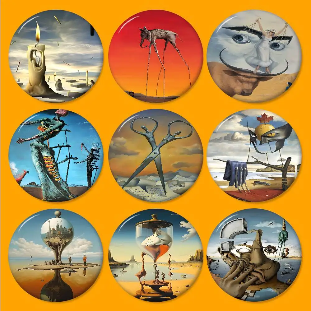 S-Salvador Dali Abstrakte Kunst 58mm Handgemachte Brosche Cartoon Cosplay Abzeichen Auf Rucksack Schmuck Zubehör Geschenke