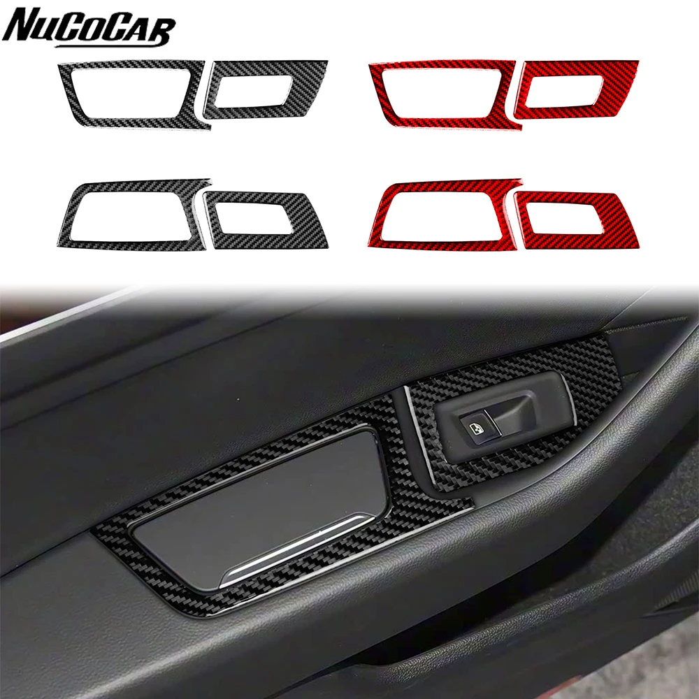 For Volkswagen Magotan 2017-2024 Carbon Fiber Rear Door window lift storage panel Car Accessories Interior Decorative Stickers