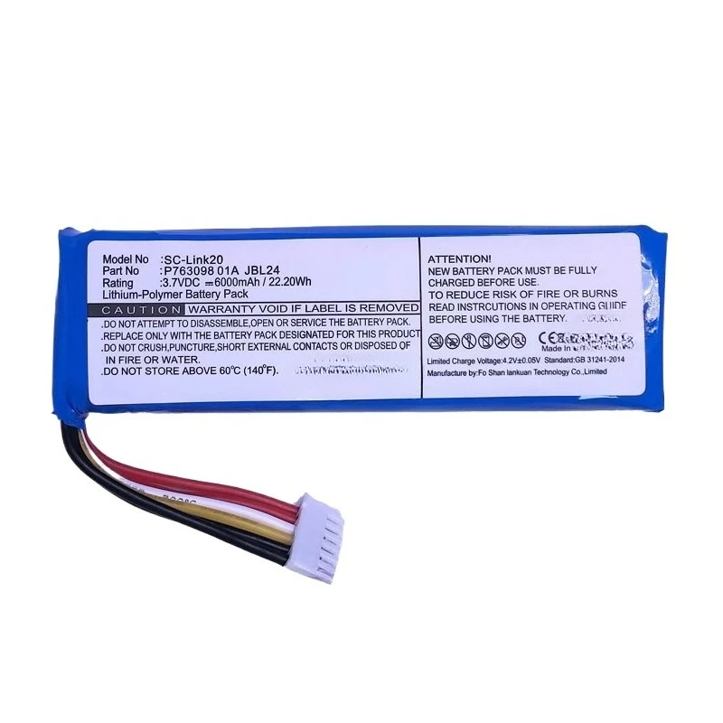 New P763098 01A 3.7V 6000mAh Speaker Battery For JBL Link 20 Link20 Loudspeaker Bluetooth Bateria