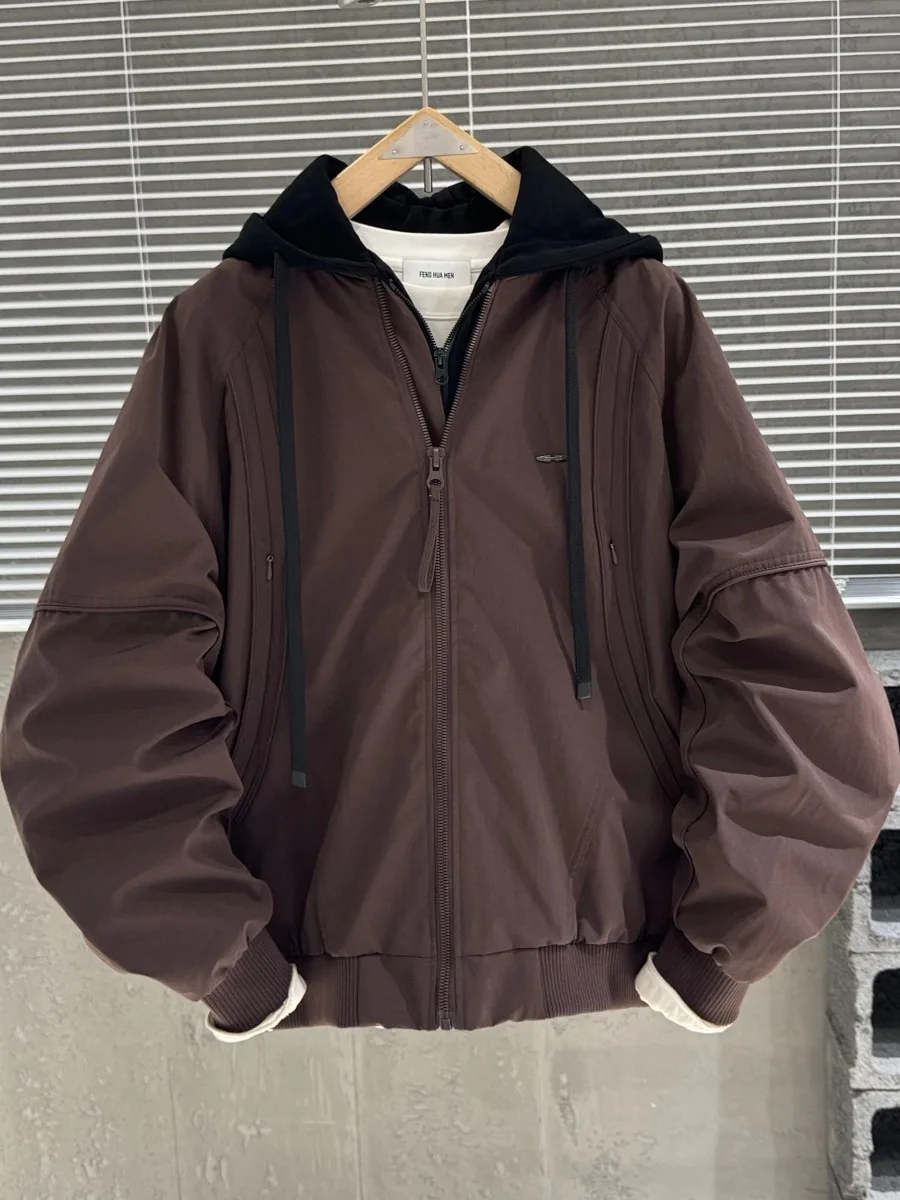 

Hooded Jaet Men's Autumn Winter New Faion Casual Long Sve Patchwork Workwear Outerwear Stand Fit Youth ular