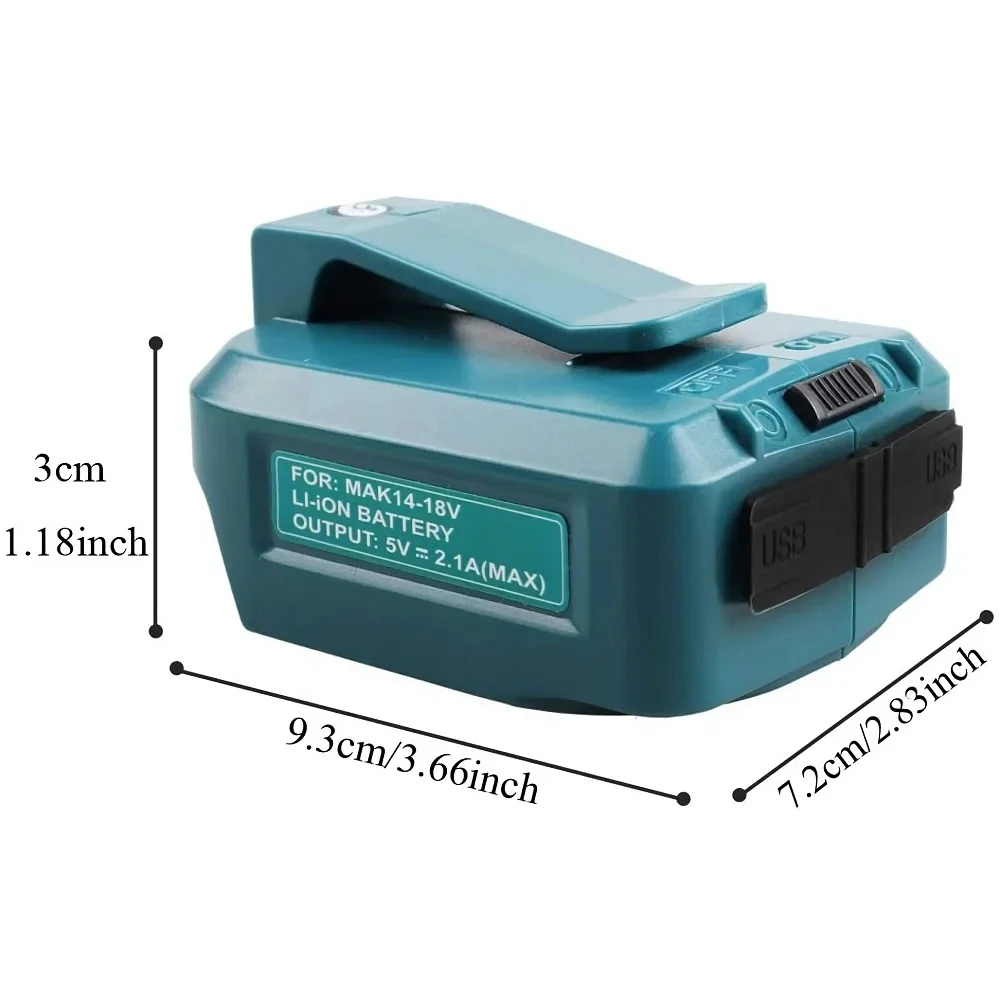 For Makita 14.4V/18V Lion Battery Dual USB converter Port with LED Light Spotlight Outdoor Flashlight for Makita Batteries