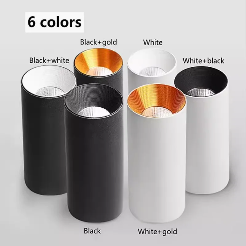 Surface Mounted Cylindrical LED COB Downlight Gold Reflector 7W 10W 12W 15W LED Ceiling Bulbs Lamp Spot Light LED Downlight