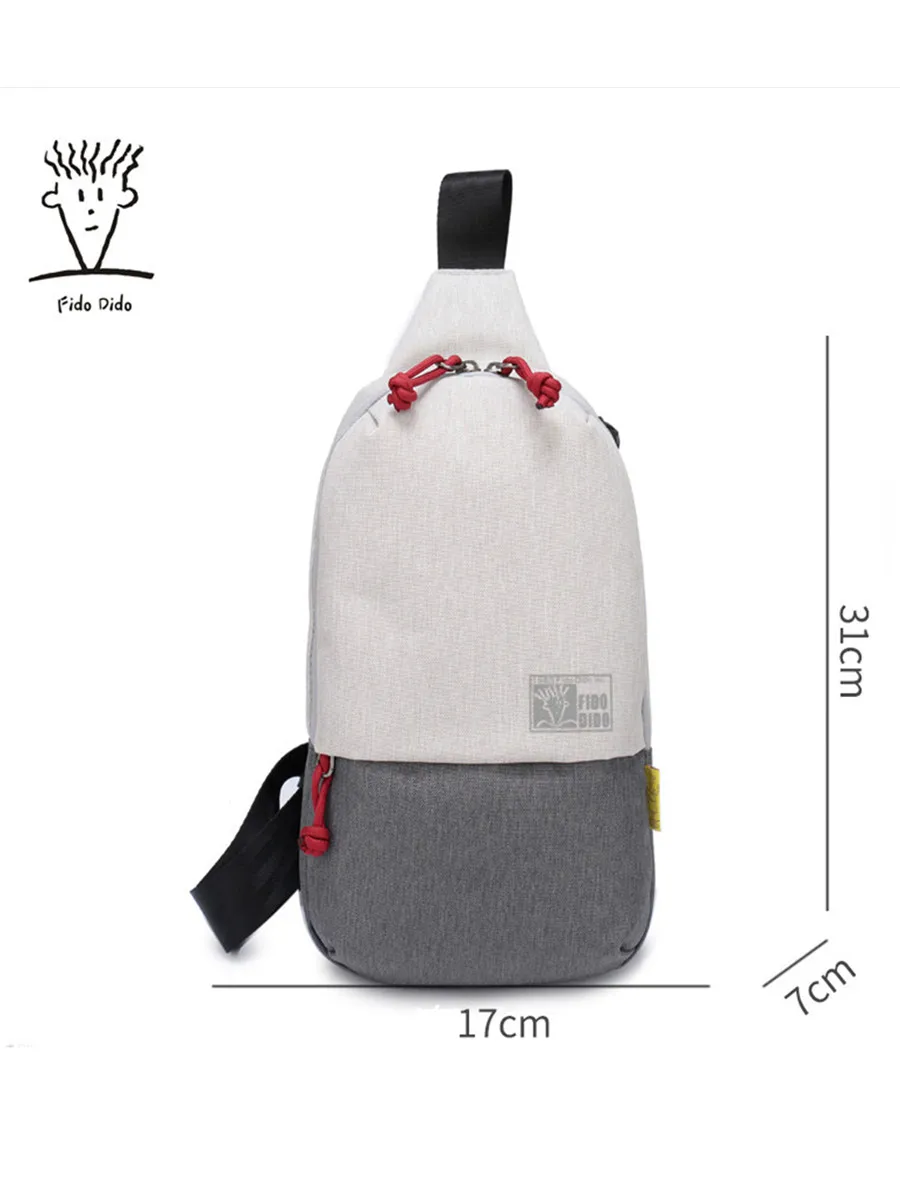 FIDO DIDO Brusttaschen Herrentasche, wasserdicht, verschleißfest, Diebstahlschutzgurt mit Kopfhöreranschluss, für Arbeit, Radfahren, Reisen, 1805-1