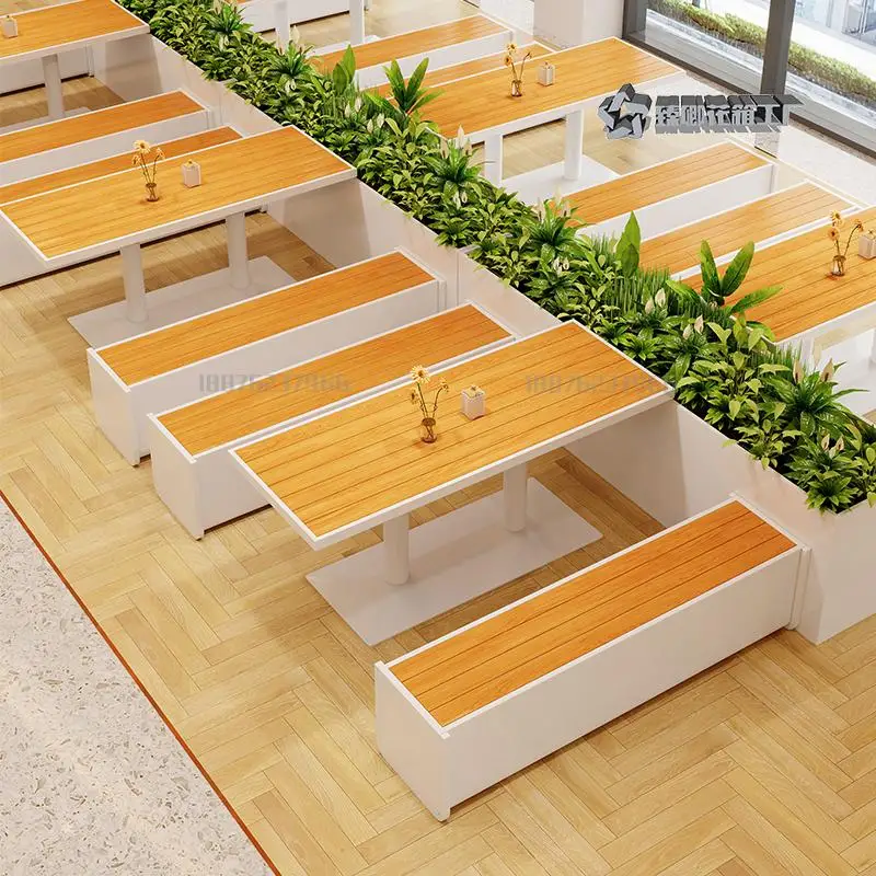 Outdoor table and chair combination cafe booth courtyard garden food street tea house roast bar rectangular dining table and cha