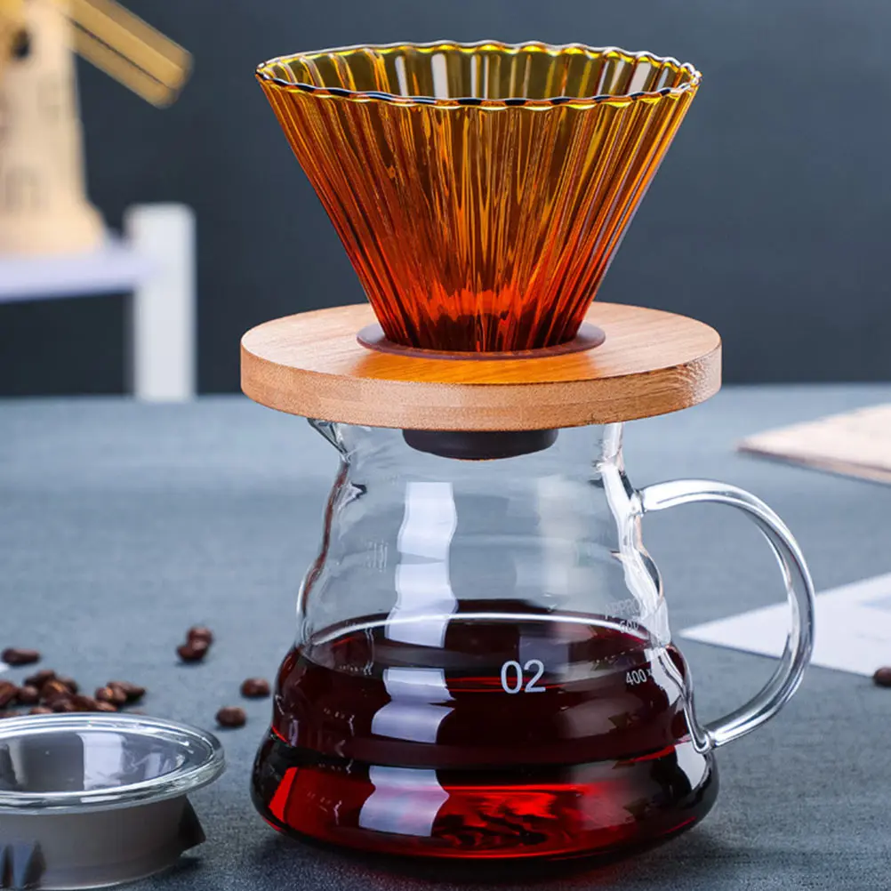 

Coffee Funnel Glass Wood Durable Reusable Dripper Home Travel Filter Easy Clean Smooth Surface Sturdy
