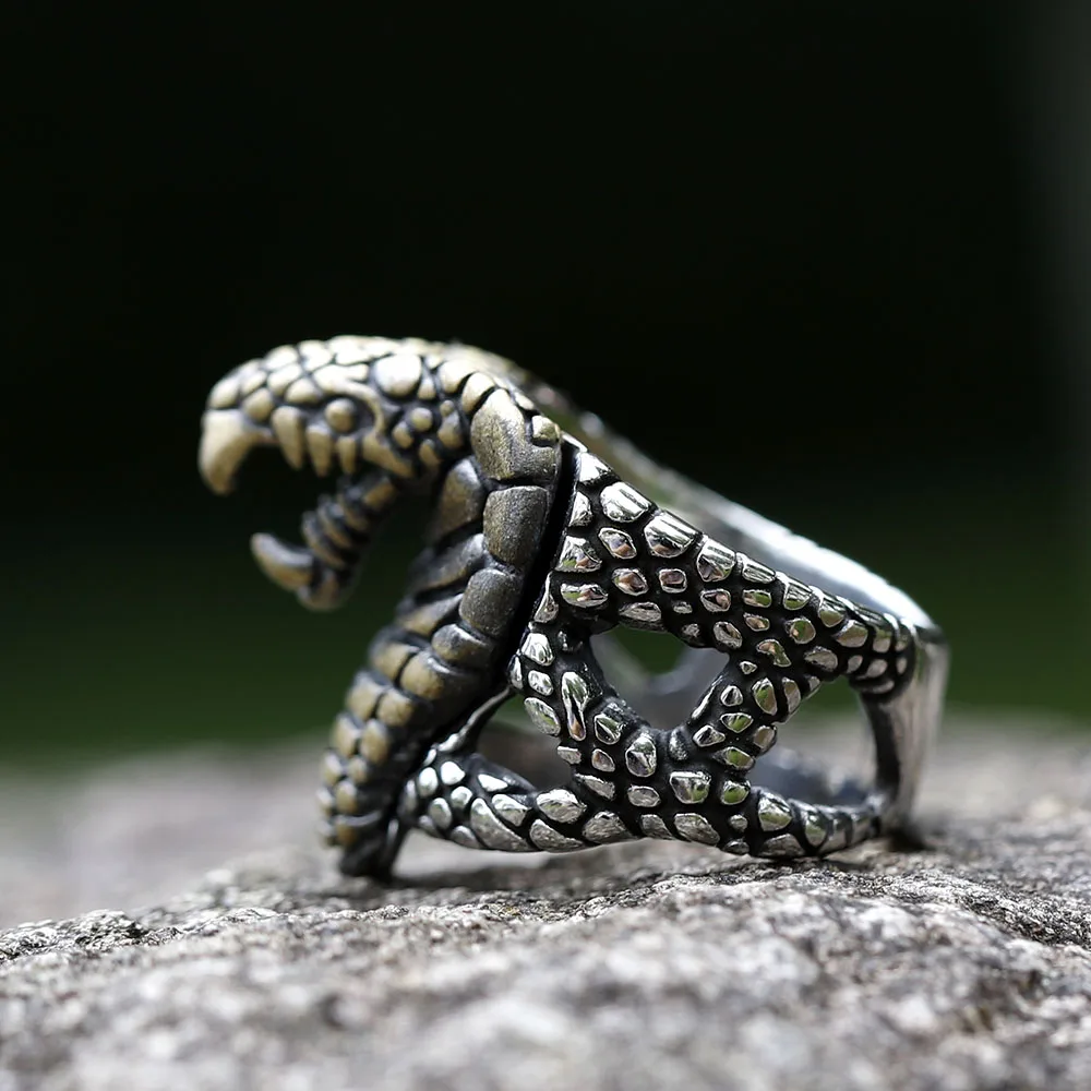 2022 NEW Men's 316L stainless-steel rings fallen angel Satan snake head animal pentagram coat of arms Jewelry Gift free shipping