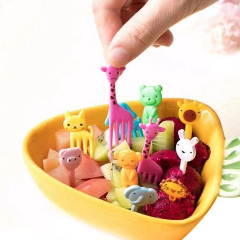

10Pcs Cute Mini Animal Farm Cartoon Food Picks Children Snack Cake Dessert Fruit Forks Bento Decor