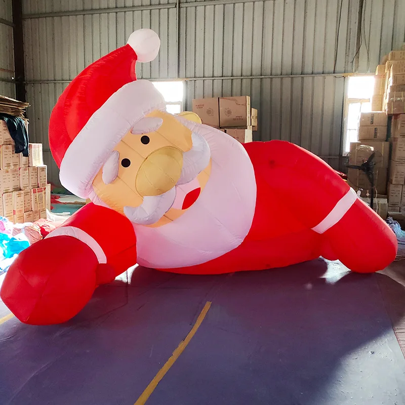 4/6/8m Giant Christmas Inflatable Outdoor Decoration Lying Santa Claus Inflatable Christmas Decorations LED Lights Outdoor Toys