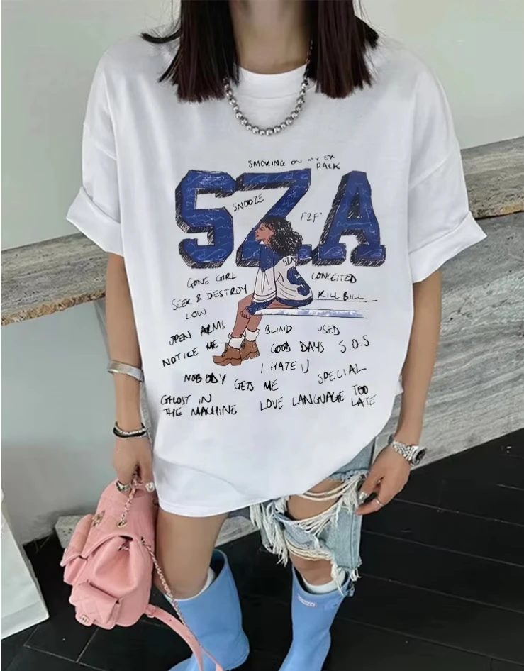 

Europe America Y2k rapper stars Graphic print Streetwear Hip Hop T-shirt Vintage Short Sleeve Aesthetic Oversized couple Tops