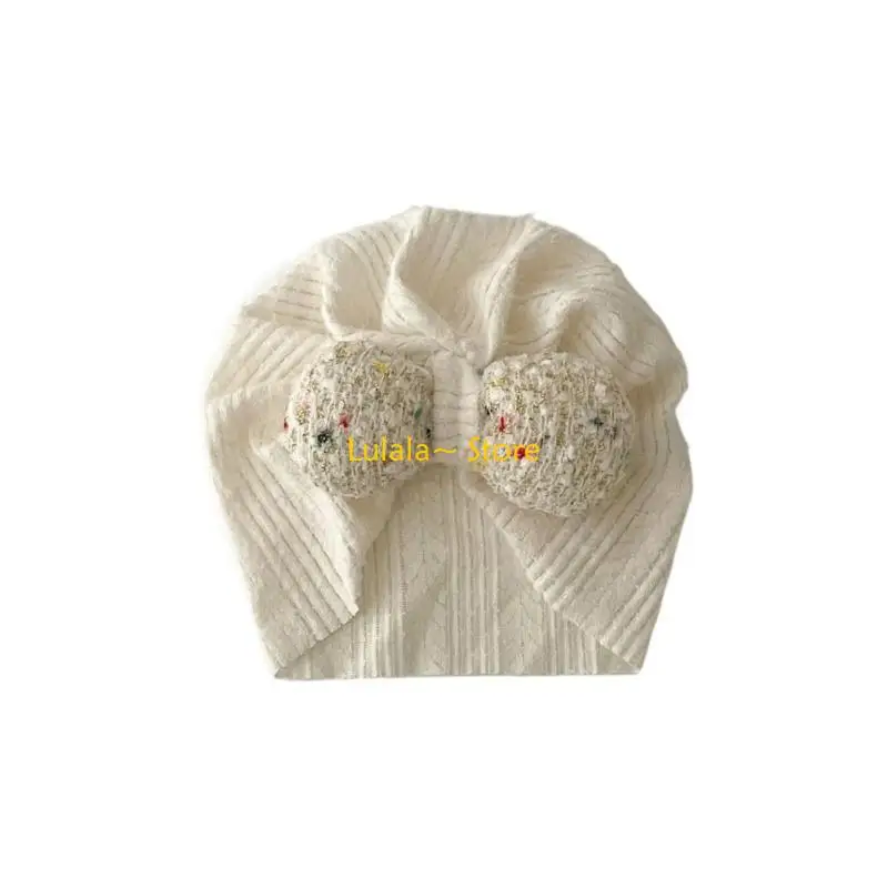 

Y4QA 0-12M Baby Hat Autumn Winter Turban Hat Lace Princess Ear Protections Infant Girls Bonnet Neonatal Fetal