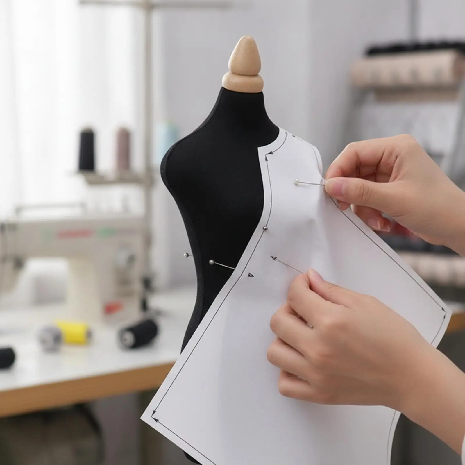 Sewing Mannequin Black Cotton Dress Form with Metal Post Adjustable Stand for Tailoring and Fitting