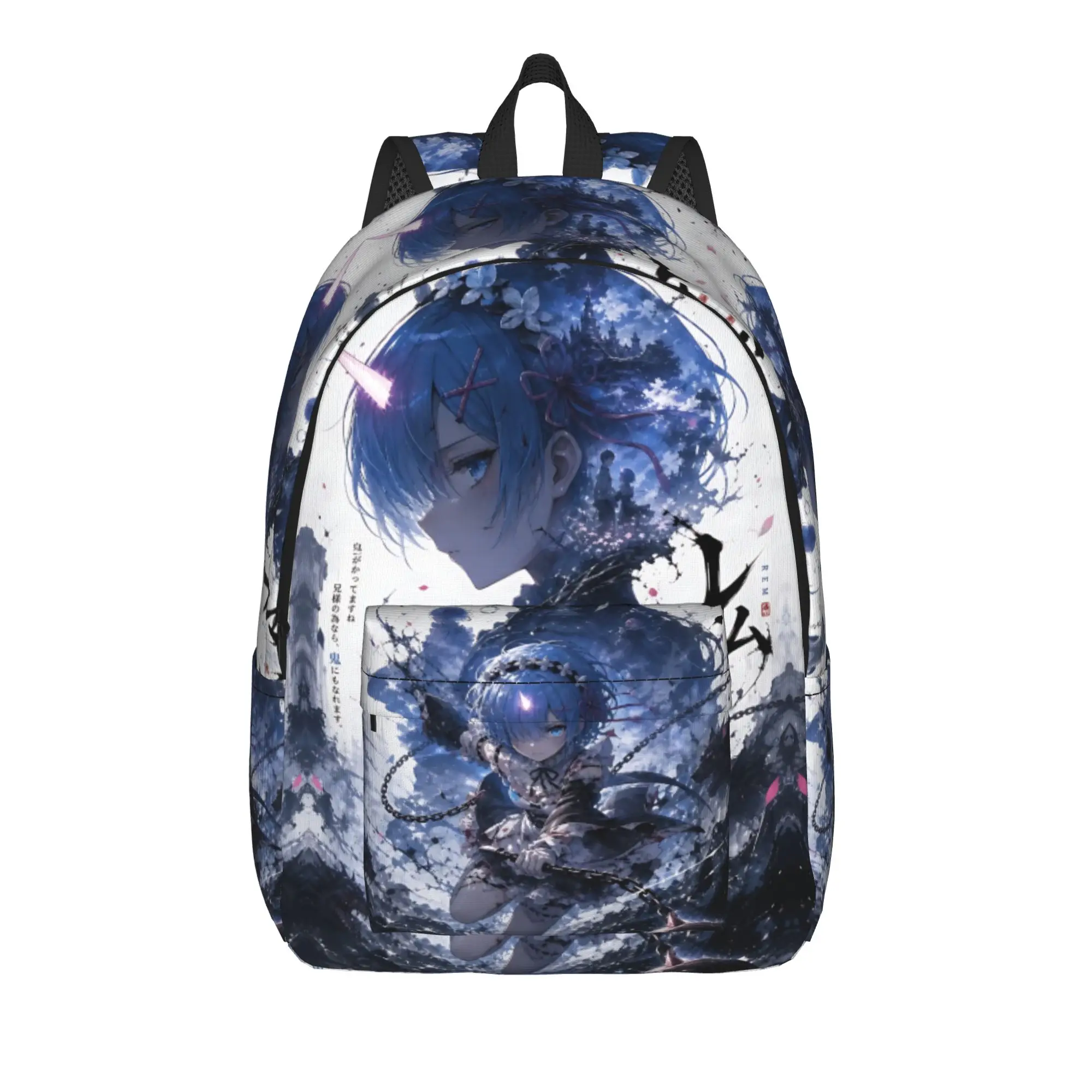 Fashion Re ZERO Anime Rem Backpack  Mochilas High Street For Work Office Sturdy Shoulder Rucksack