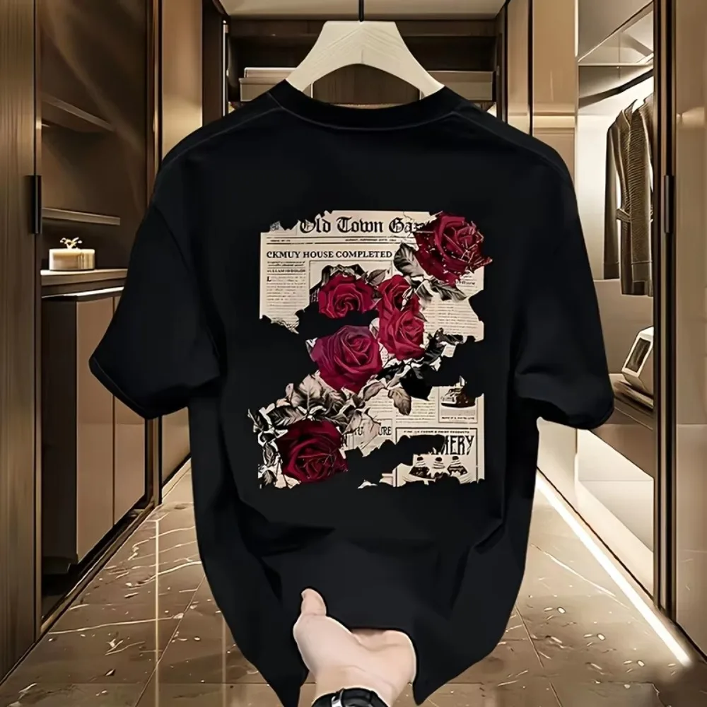 

Vintage Rose Print Cotton T-Shirt Vintage Floral Pattern T-Shirt Street Wear Oversized Unisex 90s Top Inspiration Trash Fashion