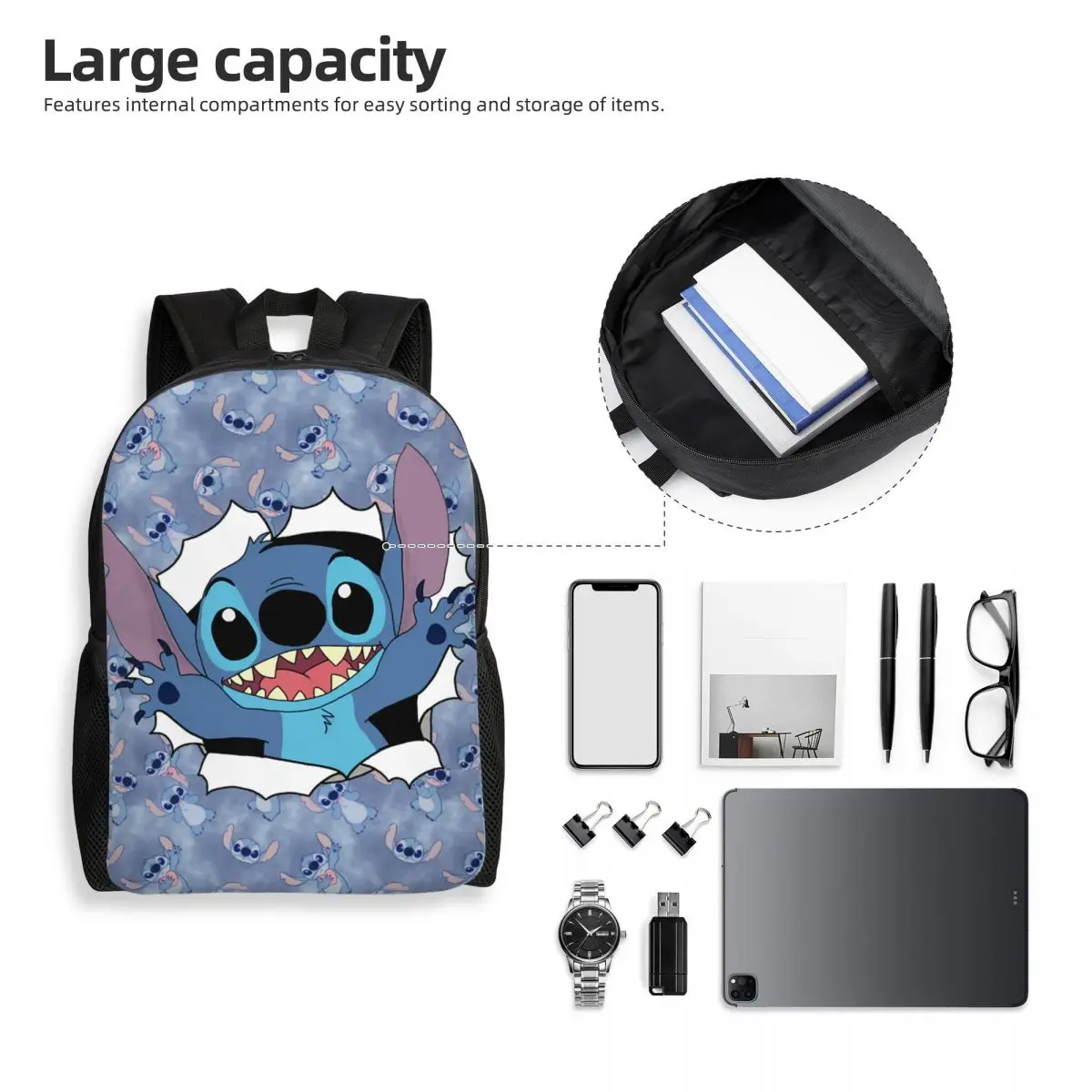 Custom Stitch Manga Anime Laptop Backpack Men Women Basic Bookbag for School College Students Bag