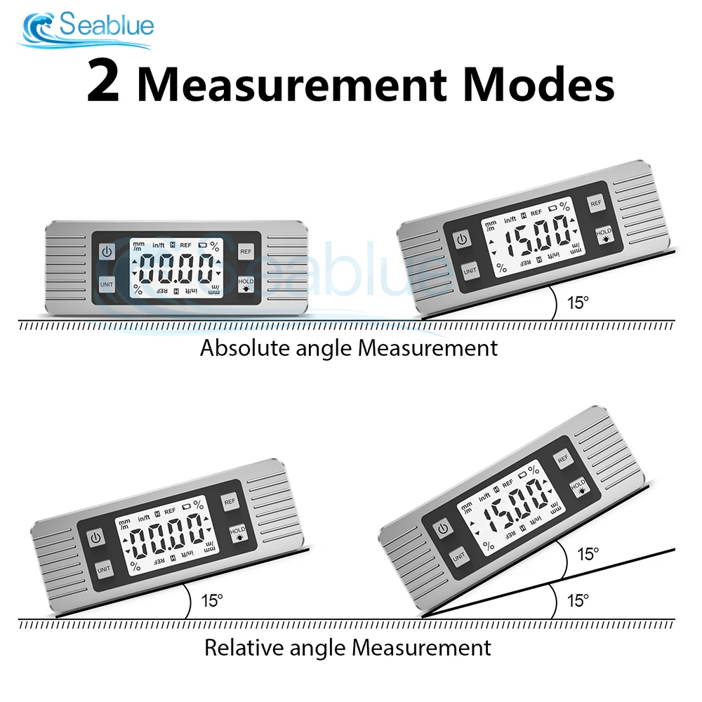 Digital Angle Gauge Magnetic Base Level Box Angle Finder Protractor Angle Measuring Instrument for Woodworking, Construction