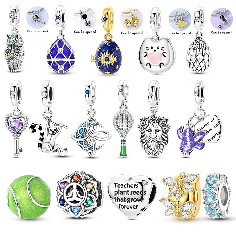 New In 925 Sterling Silver Charms Beads Eye Lotus Yoga Cow Elephant Dangle Fit Original Bracelet Women Girls Jewelry DIY Gifts