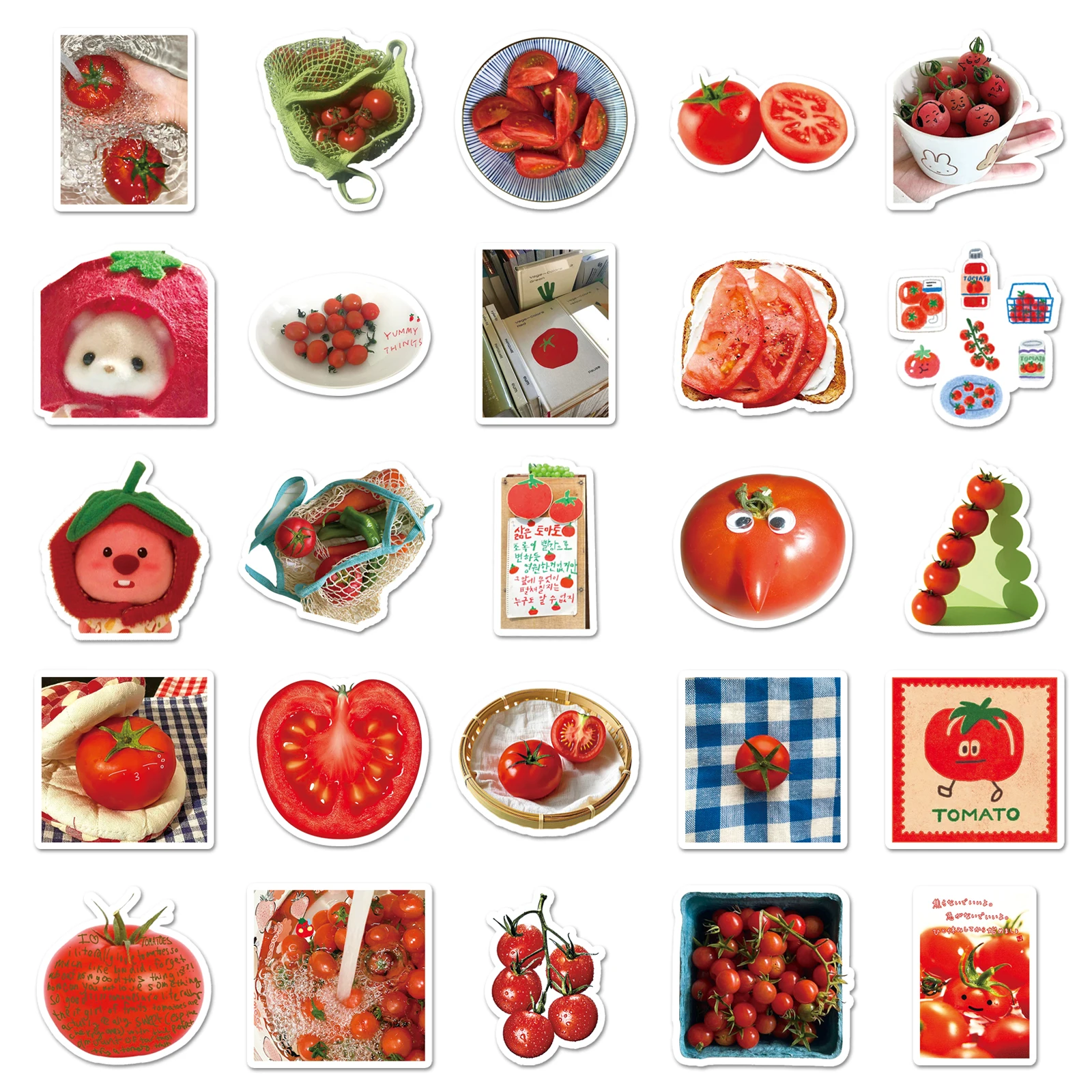 50Pcs Funny Tomato Cartoon Cute Waterproof Sticker Skateboarding Retro Home Decal Sticker