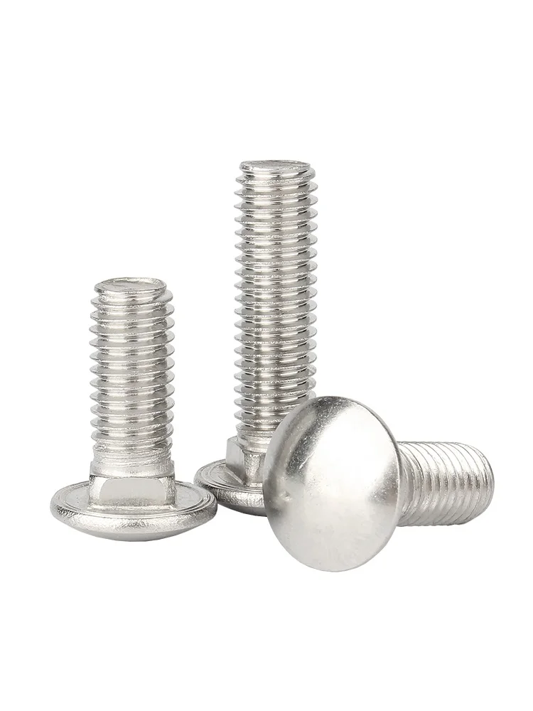 1/2/3/5/10/20pcs M4 M5 M6 M8 M10 M12 304 A2 Stainless Steel Carriage Flat Head Bolt， Semi-Circular Square Neck Square Screw