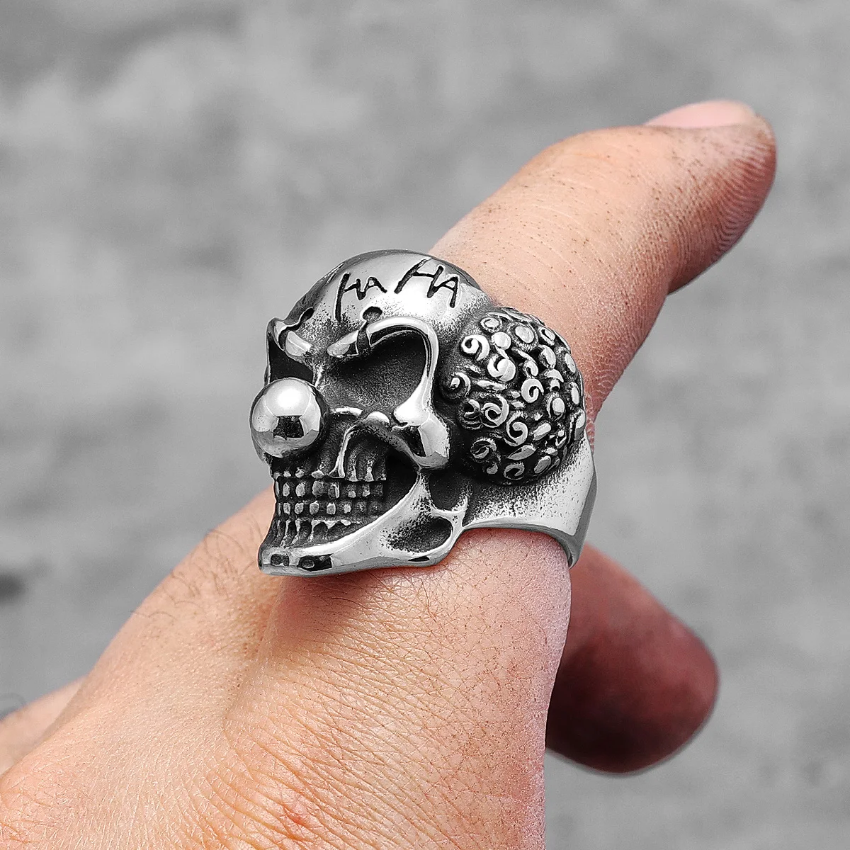 Joker Skull Punk Gothic Stainless Steel Mens Clown Rings Trendy Unique Stylish for Male Biker Jewelry Creativity Gift Wholesale