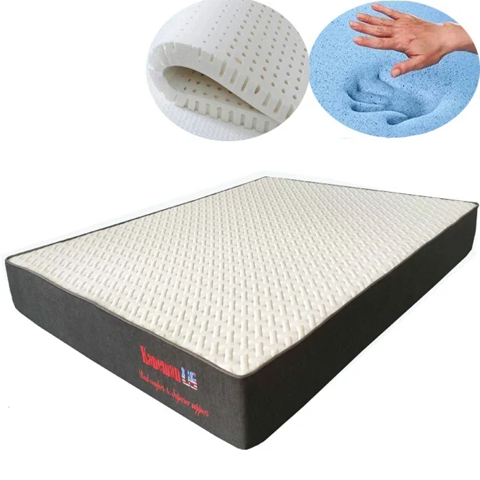 2026 Adjustable Mattress Natural Latex Gel Memory Foam  Mattress Vacuum Roll up in Color Box Queen and king