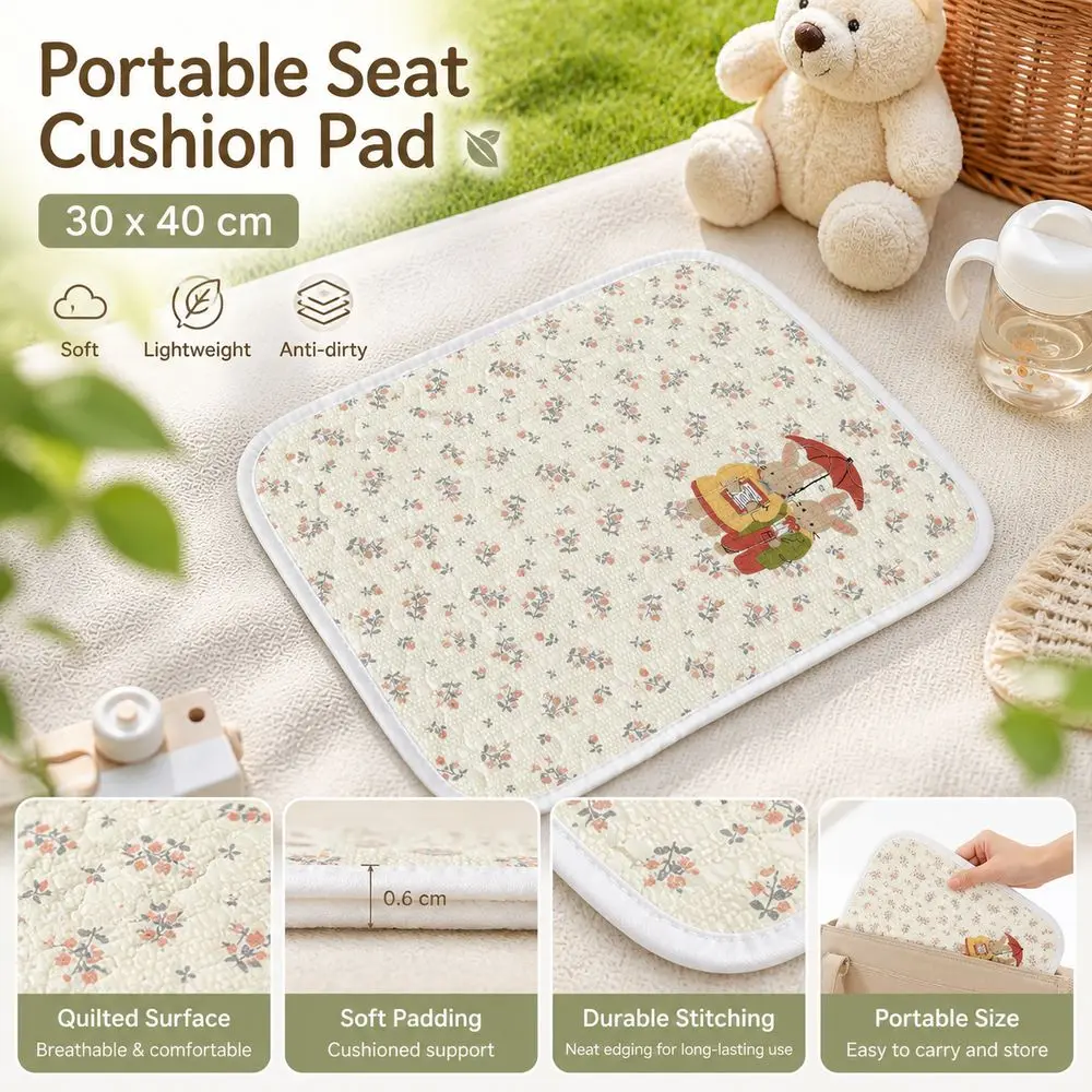 Polyester Portable Seat Pad Lightweight Printed Pattern Travel Seat Cover Portable Protective Barrier Seating Pad Subway Commute