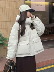 2023 Safari Style Oversize Loose Winter Short Coat Women Down Cotton-padded Jacket Hooded Parka Student Thicken Warm Outerwear