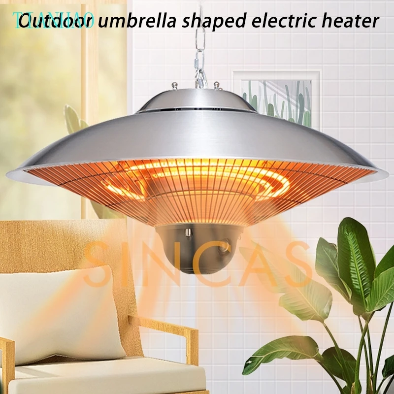 Estufa calefactora en forma de paraguas para exteriores, calentador eléctrico de temperatura constante para patio de Hotel, terraza, estufa calefactora impermeable IP44
