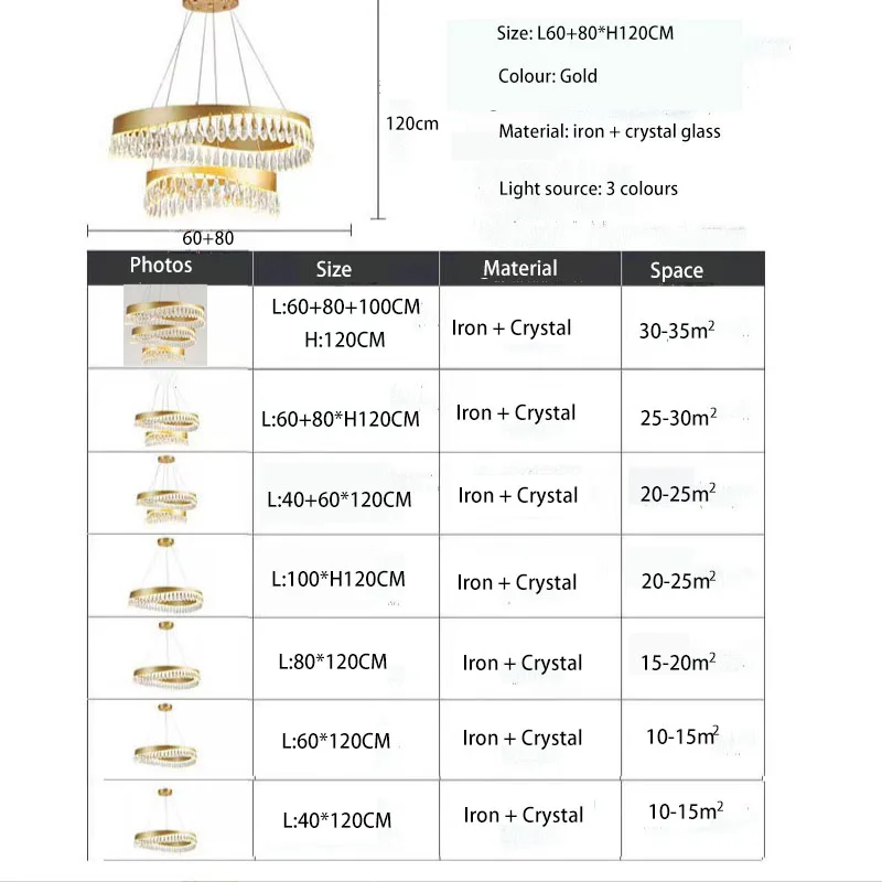 Imagem -06 - Moderna Sala de Estar Lustre de Cristal Quarto Sala de Jantar Lustre Redondo Hotel Villa Multi-camada de Cristal Lâmpada do Teto Luz