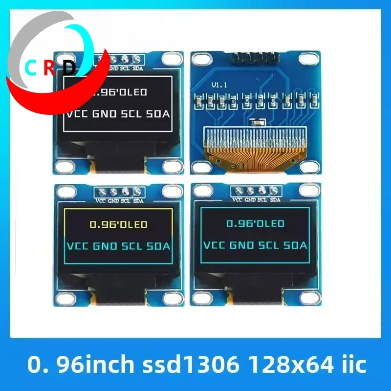 Changruida 0.96 inch OLED LCD screen 128x64 oval hole SSD1306 small screen 4-pin module IIC esp32  display  led module tft korg