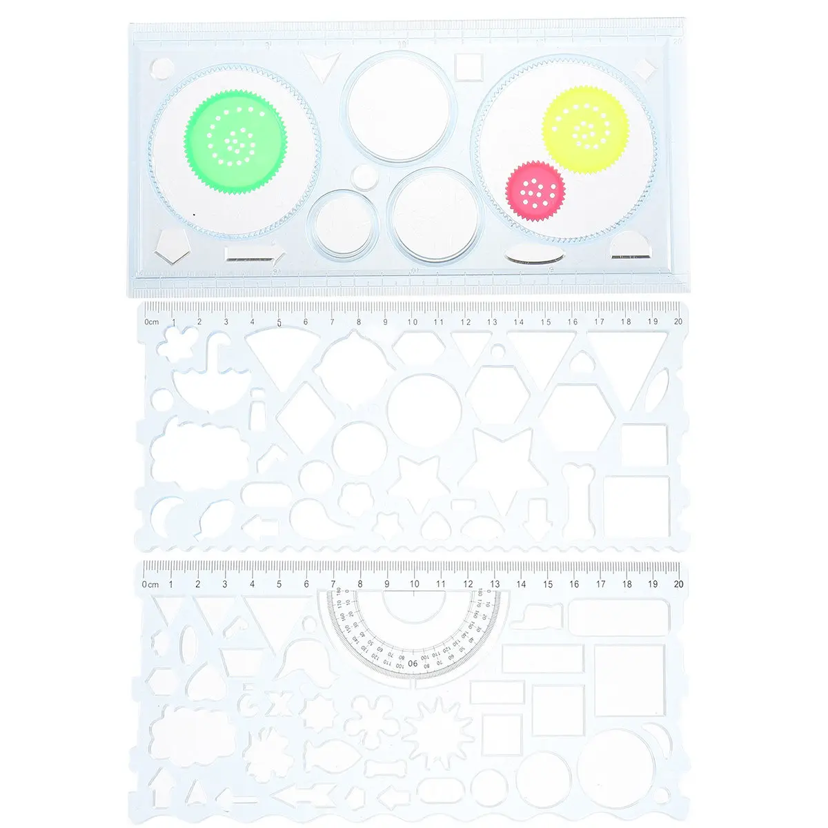 3Pcs Creative Geometric Drawing Template Ruler Design Set for Educational Drawing and Intelligence Training Geometric Ruler