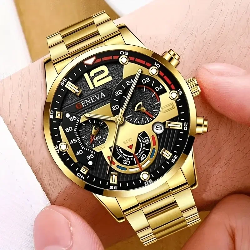 Men's Calendar Watch Set - Mechanical Quartz Wristwatch with Date Display, Business Casual and Leisure Style Watches