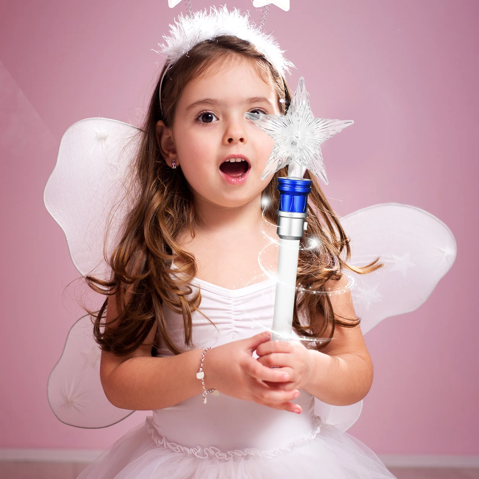 

2Pcs Light Up Star Glitter Wand for Girls Glow Party Accessory Festival Christmas Dancing Princess LED Event Favor