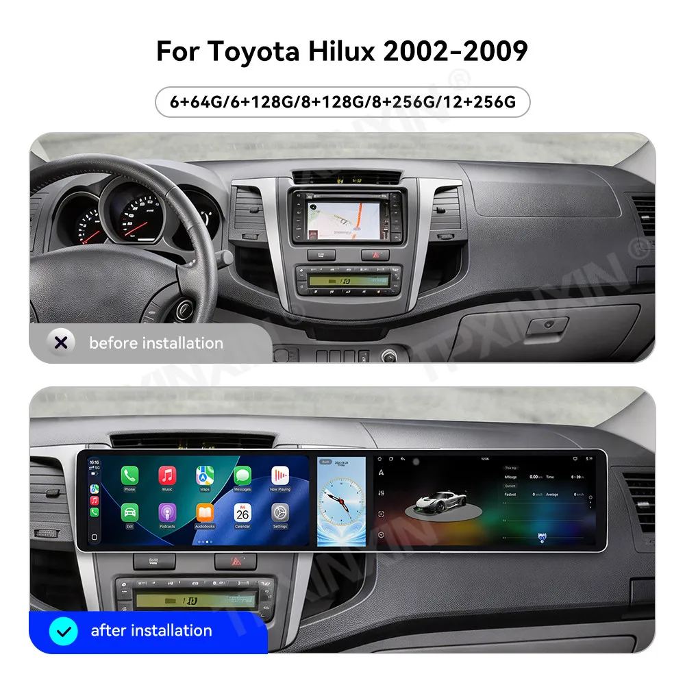 Car Accessories Radio For Toyota Hilux 2002-2009 Android Auto GPS Navigation Multimedia Stereo Receiver Head Unit Offline Maps