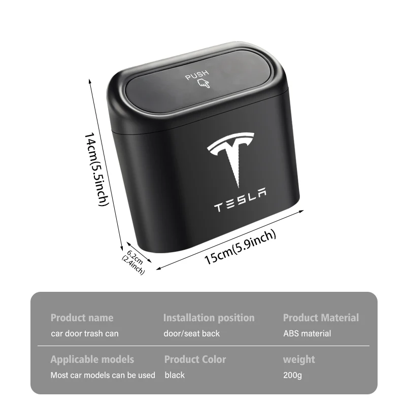 Car Trash Can Portable Waterproof Garbage Box Accessories For Tesla Model Y 3 S X Roadster Bonina