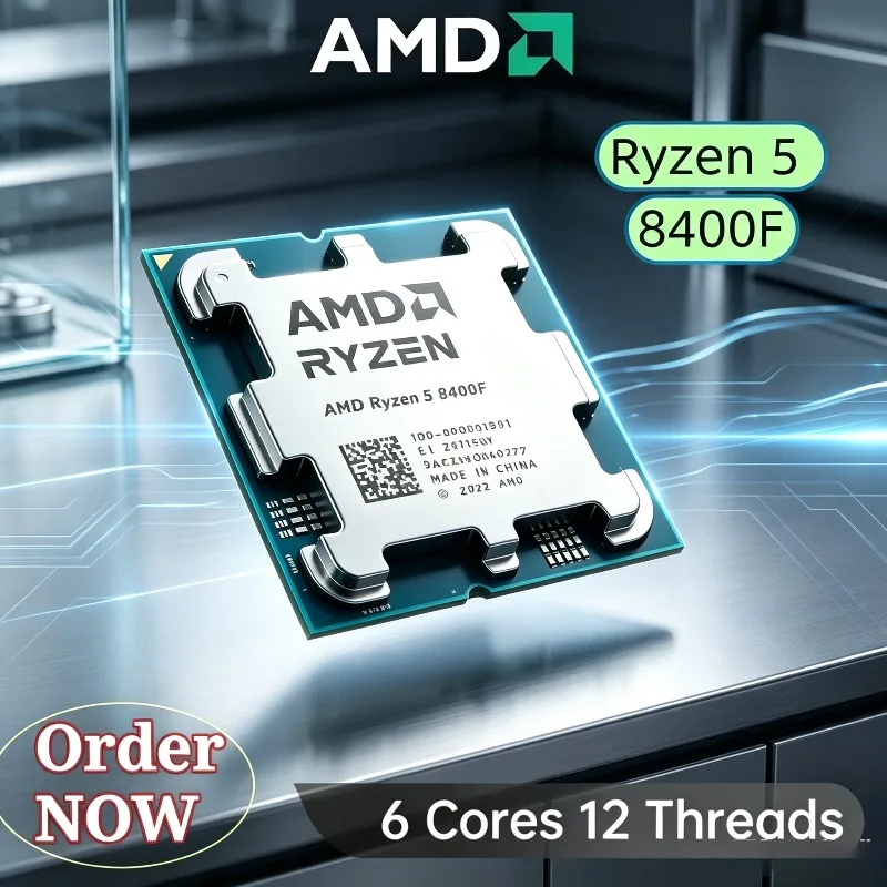 Processeur de bureau AMD Ryzen 5 8400F neuf, 6 cœurs, 12 threads, 4,2 GHz, 100 % neuf, avec socket AM5.