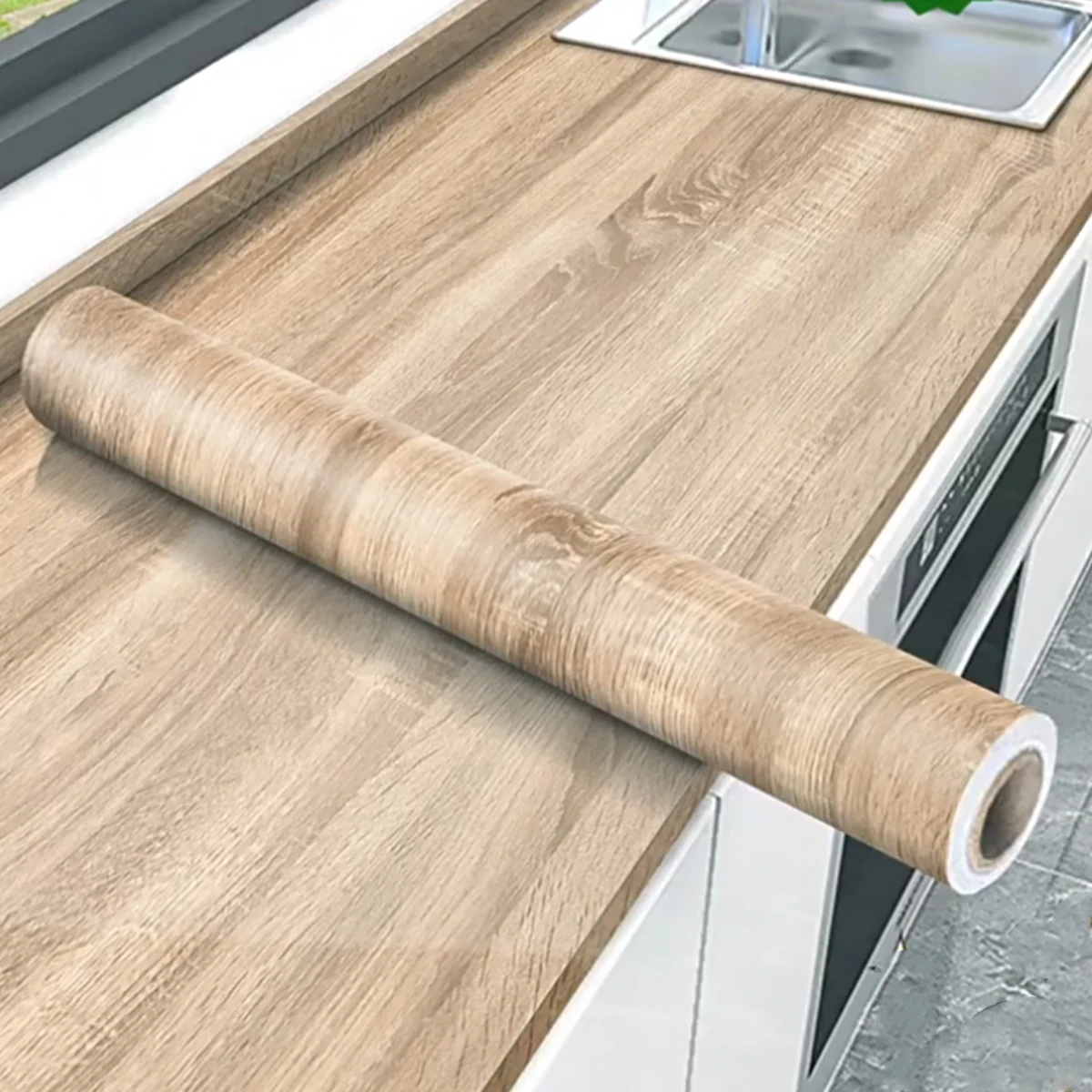 5M Waterproof Self Adhesive PVC Wallpaper Roll Furniture Cabinets Vinyl Decorative Film Wood Grain Stickers for Diy Home Decor