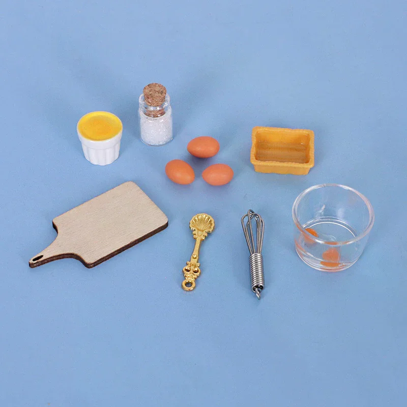 10Pcs 1/12 Dollhouse Simulation Egg Egg Beater Set Dollhouse Miniature Kitchen Decoration Toys Kit Dolls House Accessories
