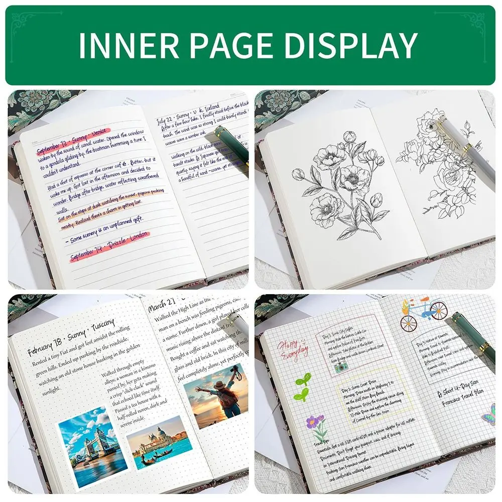 High Quality A5 Notebook Embroidery Butterfly 4-in-1 Inner Pages Junk Journal Hard Cover Planner Students