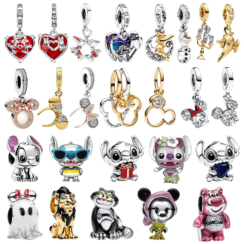 Hot Seller New 925 Silver mouse Black Cat Heart Pendant beads for 3mm Original Bracelet，Exquisite DIY festival Jewelry Giftsfor