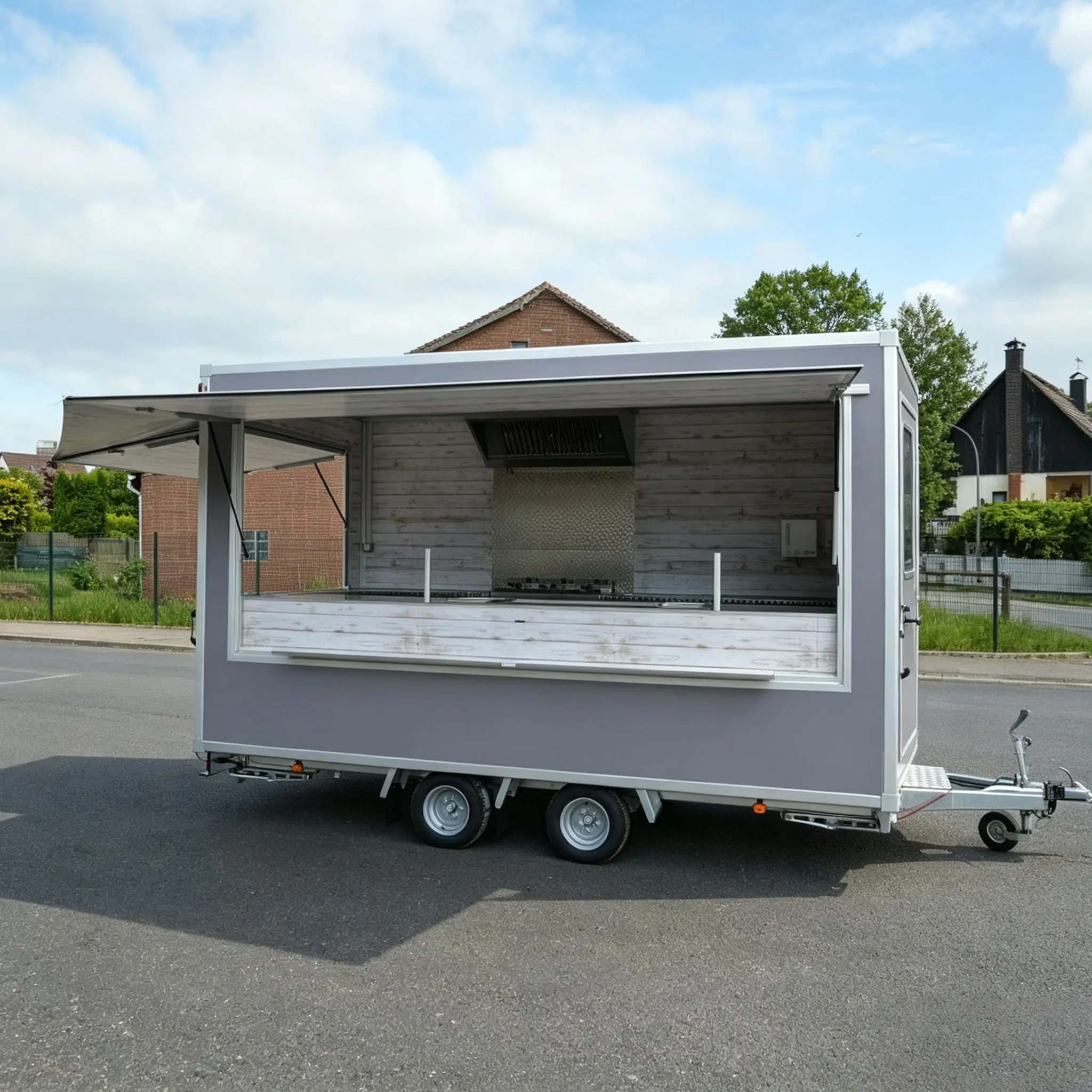 Fully Equipped Fast Food Truck & Mobile Restaurant, Ice Cream Coffee Bubble Tea Burger Pizza Popcorn Cart for Street Vending