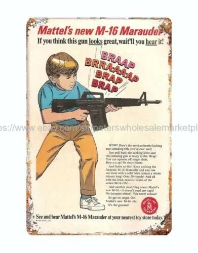 home n decor 's new M16 Marauder toy gun metal tin sign