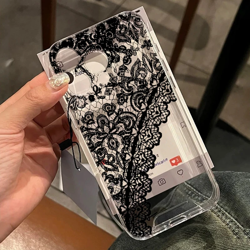 Luxuriöse Spitzen-Mesh-Handyhülle für Xiaomi Mi Lite 5G Ne Xiaomi 12T 13t 14t 15t Pro 17 Pro Max Weiche Rückseite Sturzsichere Schutzhülle – Detail 3