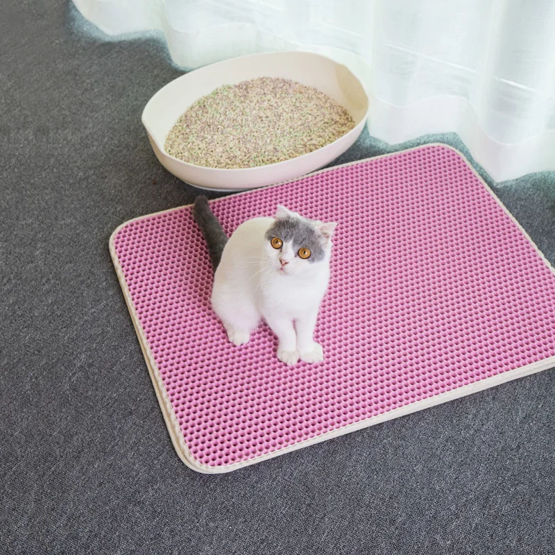 Waterproof Pet Cat Litter Mat Bed House Foldable EVA Double-Layer Cats Mat Bottom Non-slip Mat Layer Pet Litter Catcher Mat