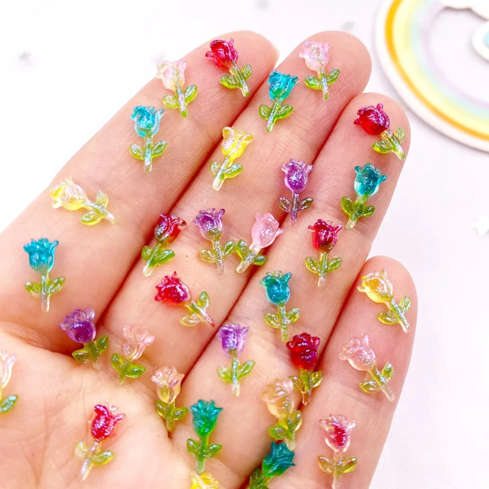 100 pz resina Glitter Mini carino cristallo colorato A Rose Art Nail Flatback strass Applique fai da te matrimonio Scrapbook Decor Craft