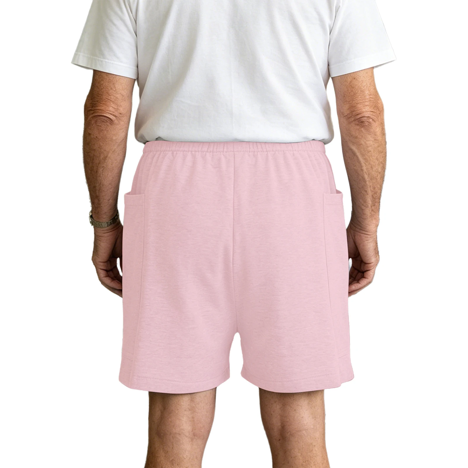 Men Nephrostomy Bag Shorts Elastic Waistband Zipper Side Pockets Easy Wear Adaptive Underwear Urine Bag Care Cycling Short Pants