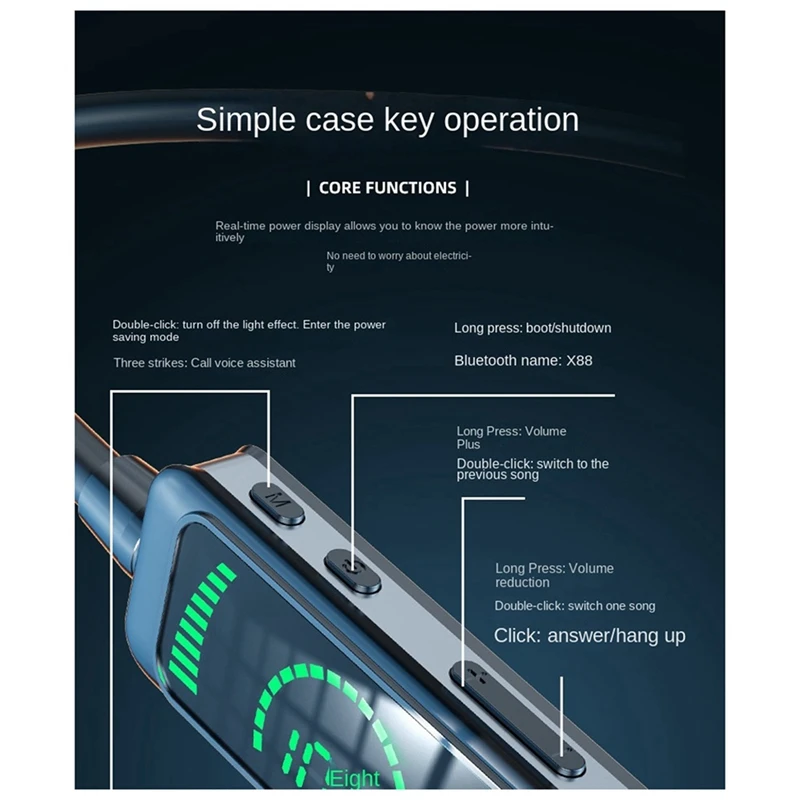 ชุดหูฟังคล้องคอ5.3แบบแขวนกีฬาวิ่งหูฟังเกมลดเสียงรบกวนสแตนด์บายได้ยาวนานมาก
