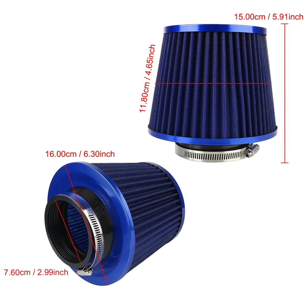 76MM 3 Inch Car Air Filters Vent Filter High Flow Intake Kit Mesh Cone Engine Protector Replacement Auto Accessories Universal