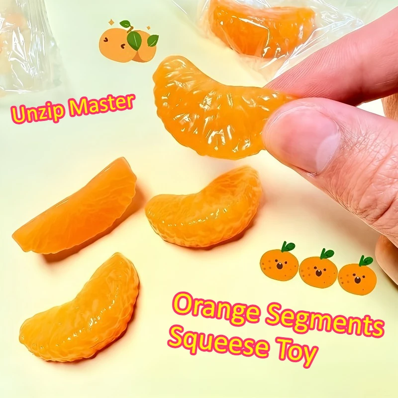 8PCS Squihsy Orange Segments Squeeze Toys Soft and Realistic Jelly Sensory Fidgets Toys for Adults Hand Exercise Squeeze Gifts